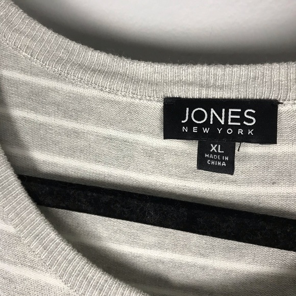 Jones Ny striped cardigan sweater grey crew neck - Picture 5 of 11